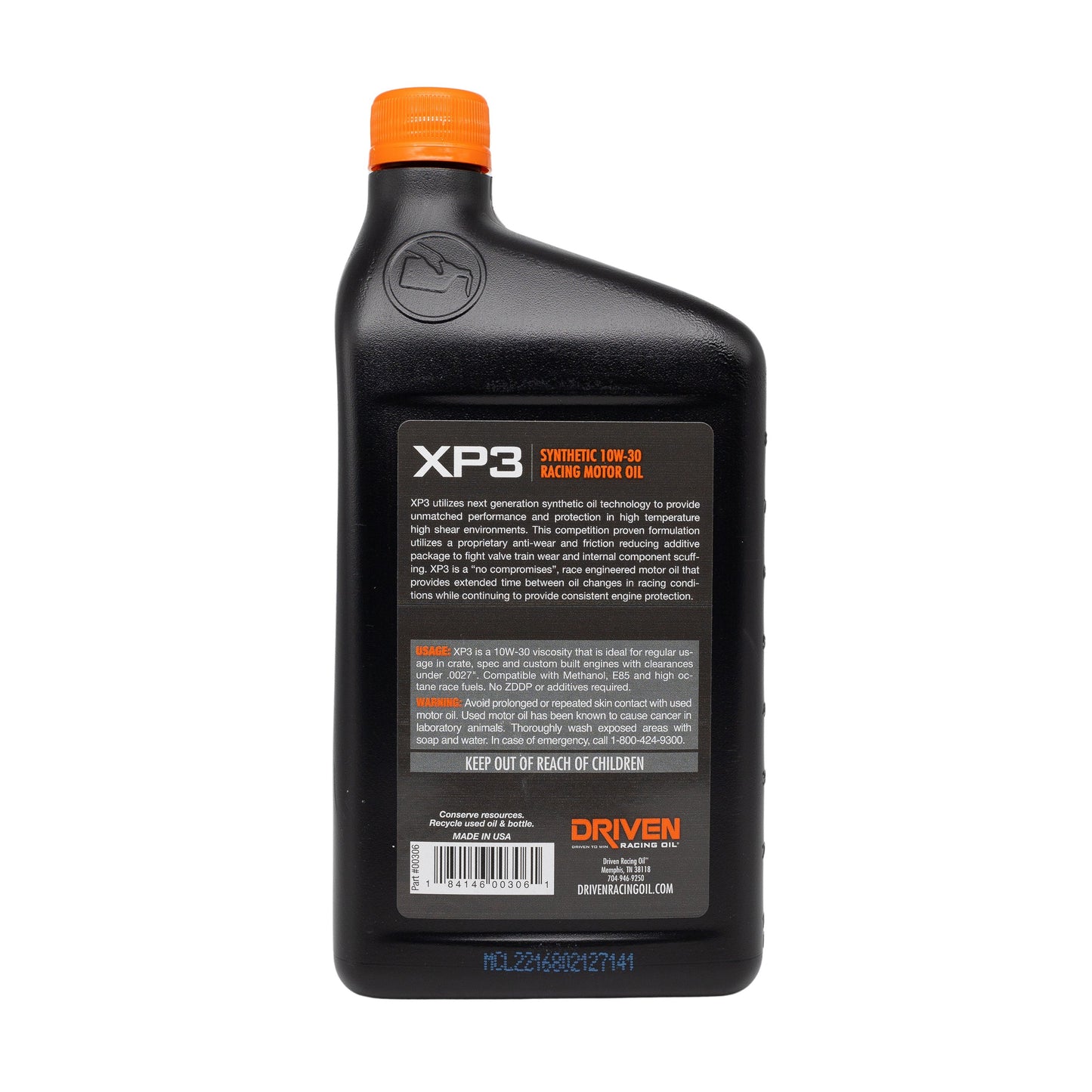 XP3 10W-30 Synthetic Racing Oil, Quart