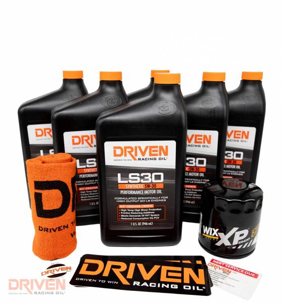 LS30 Oil Change Kit, 6 Qt Gen III GM Eng ('97'06) Driven Racing Oil